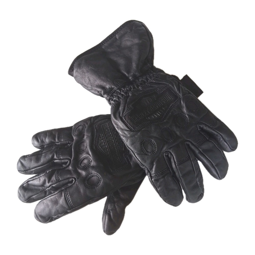Harley-Davidson Mens Black Leather Insulated Motorcycle Gloves Thermolite Medium